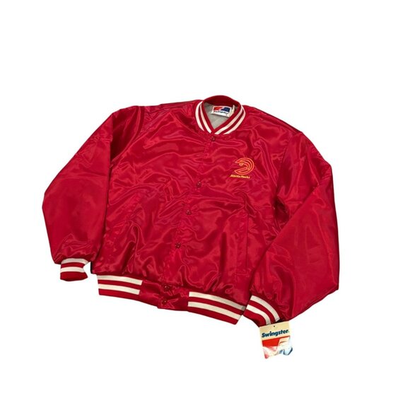 Deadstock Vintage 1980's Swingster Atlanta Hawks NBA Satin Jacket Men's Large - Picture 4 of 7
